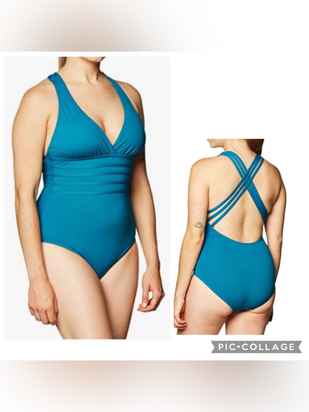 Blanca Island Goddess Multi Strap Cross Back One Piece Swimsuit size L